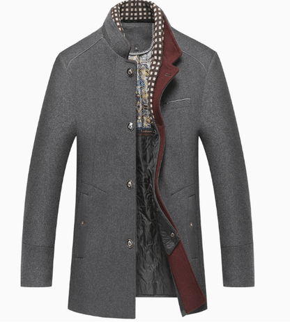 The Southern Atelier - Persian Wool-Blend Pea Coat with Detachable Zip Collar for Evenings and Events - The Southern AtelierSKU_1778870254536_914