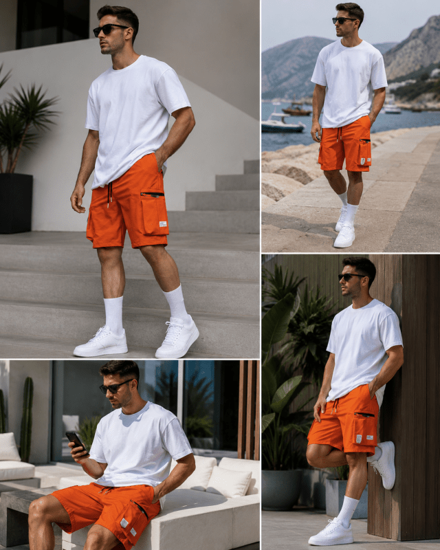 The Southern Atelier - Rekon Cargo Shorts in Quick-Dry Stretch Fabric with Zip Pockets for Travel - The Southern AtelierSKU_1784316609680_854