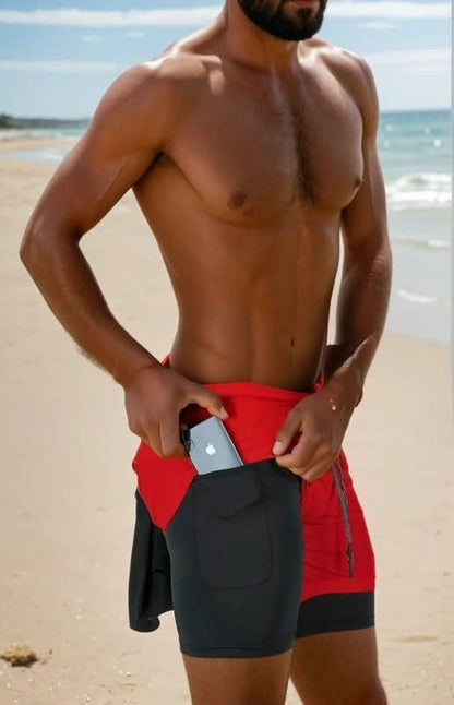 The Southern Atelier - Terek 2-in-1 Training Shorts in Ultralight 4-Way Stretch with Phone Pocket and Towel Hook - The Southern AtelierSKU_1784316699737_332