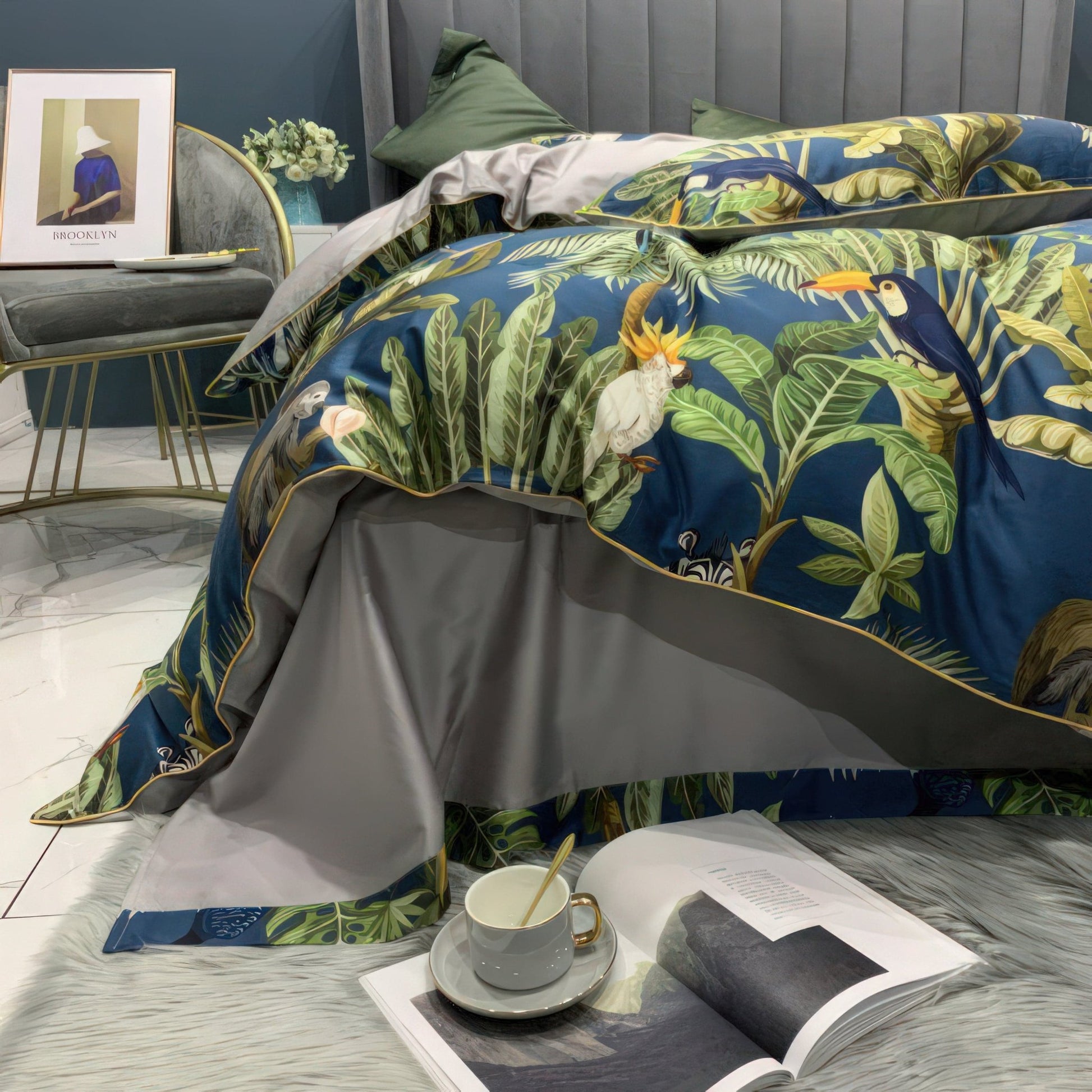 The Southern Atelier – Tropical Cotton Duvet Cover Set in Fresh Green Hues for Serene Bedrooms - The Southern AtelierSKU_1775909394206_541