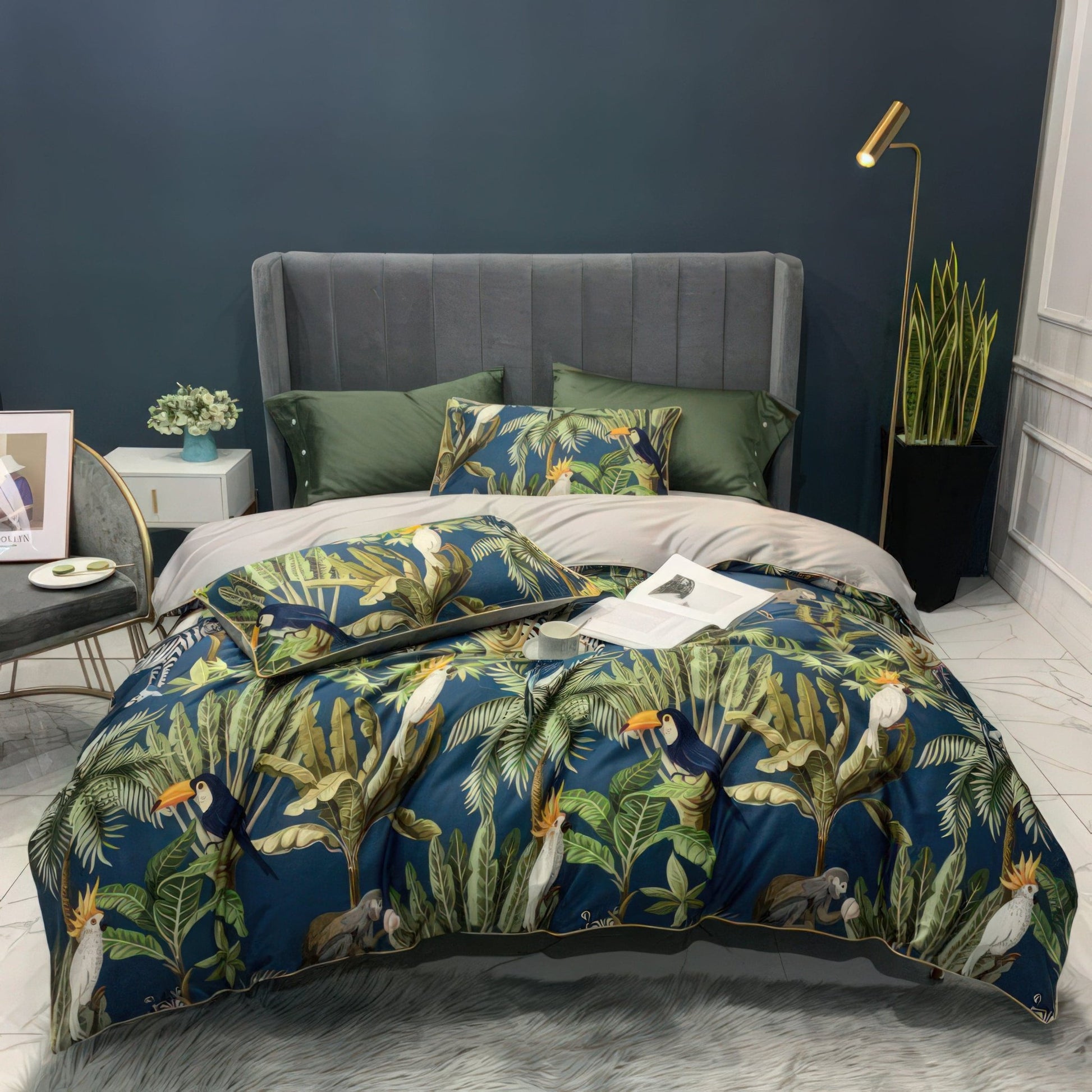The Southern Atelier – Tropical Cotton Duvet Cover Set in Fresh Green Hues for Serene Bedrooms - The Southern AtelierSKU_1775909394206_541