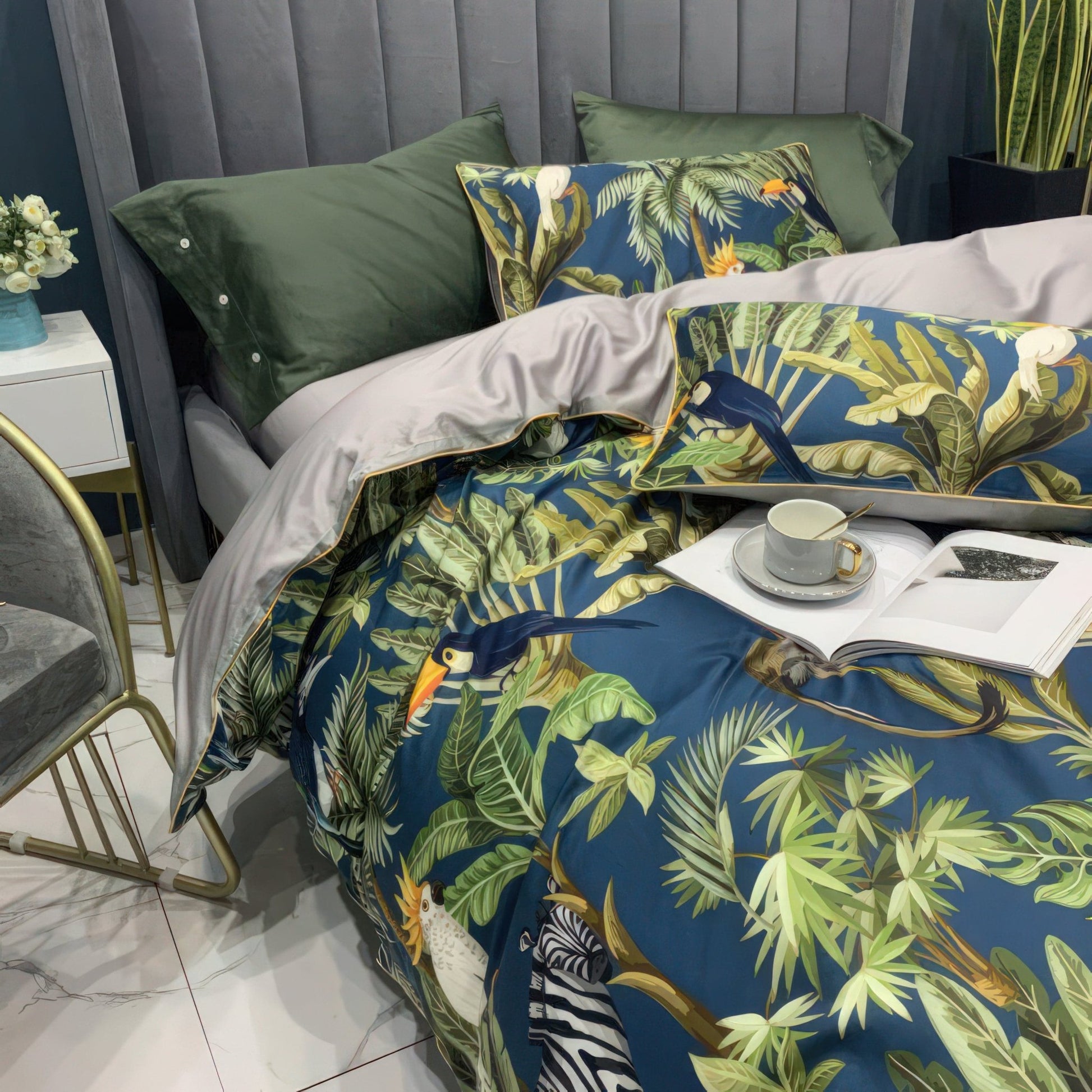 The Southern Atelier – Tropical Cotton Duvet Cover Set in Fresh Green Hues for Serene Bedrooms - The Southern AtelierSKU_1775909394206_541