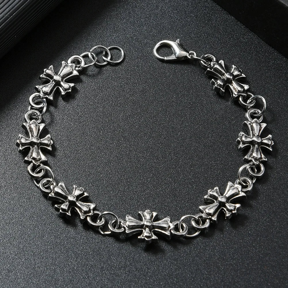 Vesper Gothic Cross Bracelet in Durable Metal Alloy with Vintage Finish, 20 cm - The Southern AtelierSKU_1791062584653_532