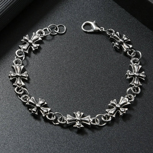 Vesper Gothic Cross Bracelet in Durable Metal Alloy with Vintage Finish, 20 cm - The Southern AtelierSKU_1791062584653_532