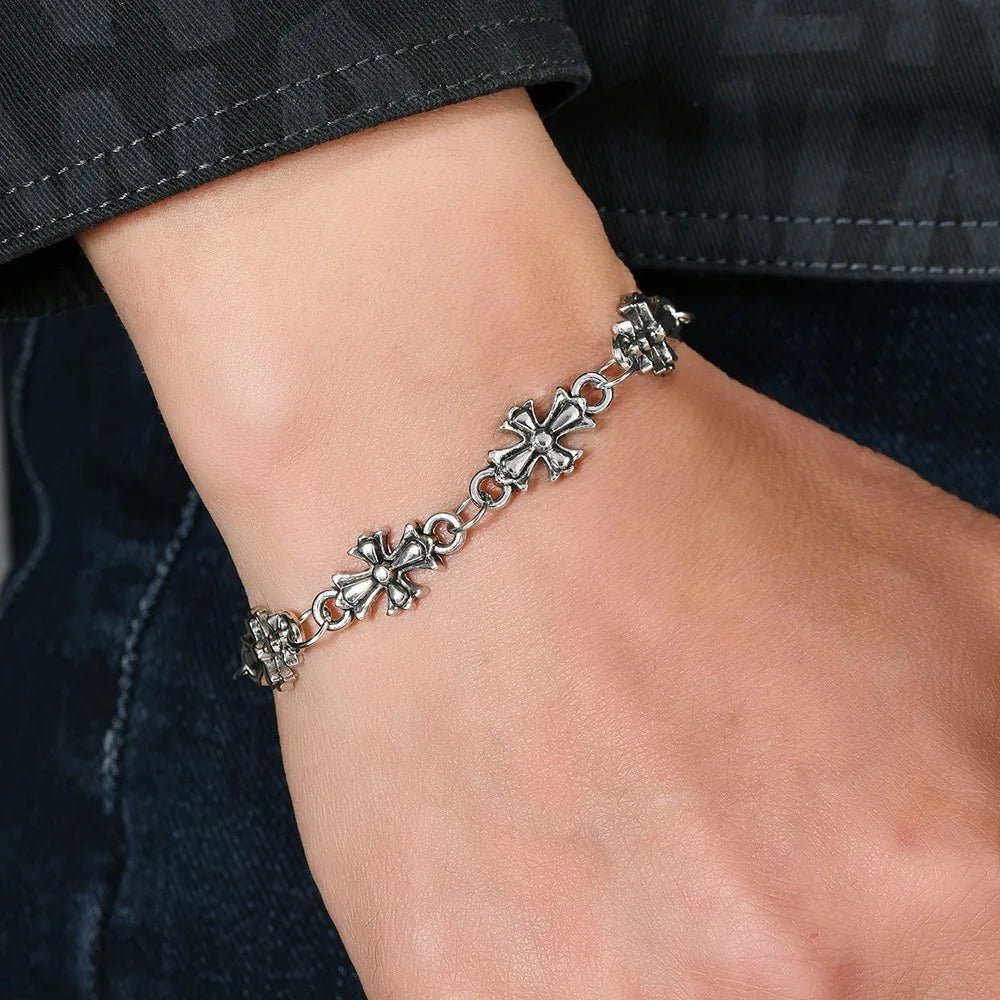 Vesper Gothic Cross Bracelet in Durable Metal Alloy with Vintage Finish, 20 cm - The Southern AtelierSKU_1791062584653_532