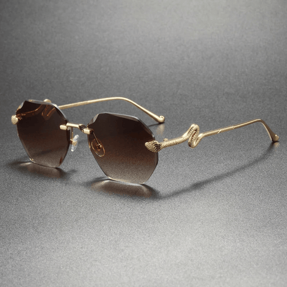 Vesper Rimless Hexagonal Sunglasses with UV400 Protection and Snake-Inspired Arms - The Southern AtelierSKU_1791062530828_221