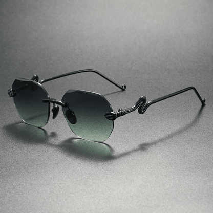 Vesper Rimless Hexagonal Sunglasses with UV400 Protection and Snake-Inspired Arms - The Southern AtelierSKU_1791062530828_346