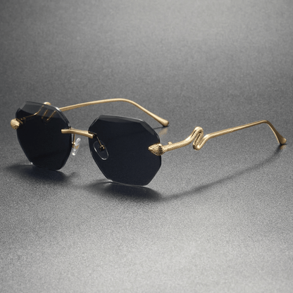 Vesper Rimless Hexagonal Sunglasses with UV400 Protection and Snake-Inspired Arms - The Southern AtelierSKU_1791062530828_535