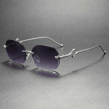 Vesper Rimless Hexagonal Sunglasses with UV400 Protection and Snake-Inspired Arms - The Southern AtelierSKU_1791062530828_761