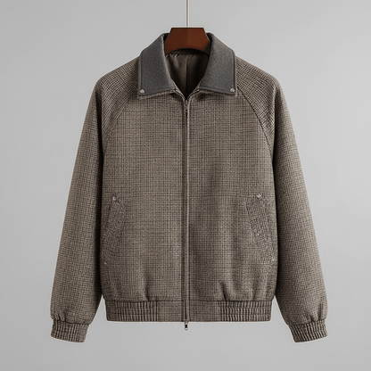Weston Full-Zip Jacket in Lightweight Cotton Blend with Tailored Fit and Micro-Check Pattern - The Southern AtelierSKU_1791063427691_172