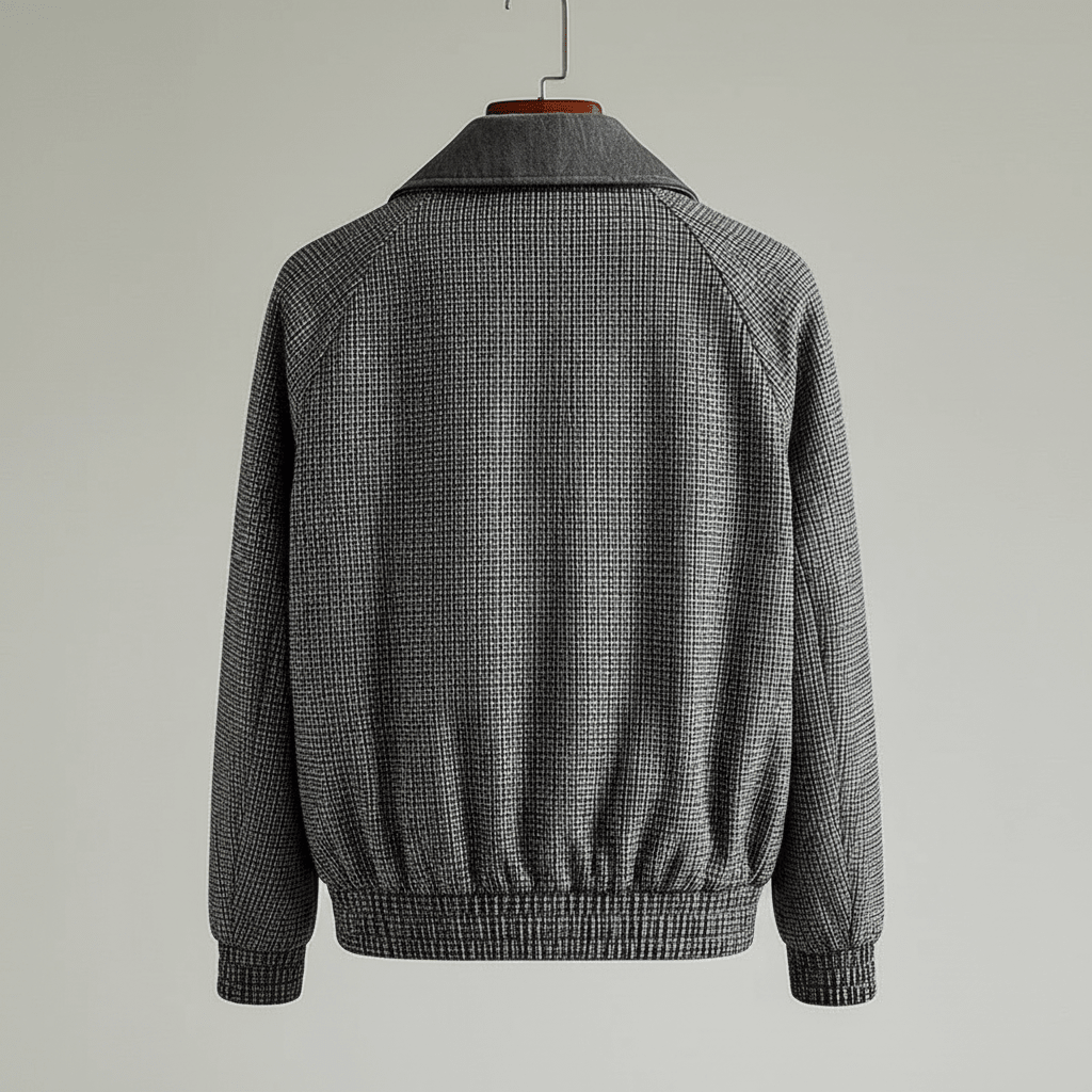 Weston Full-Zip Jacket in Lightweight Cotton Blend with Tailored Fit and Micro-Check Pattern - The Southern AtelierSKU_1791063427691_392
