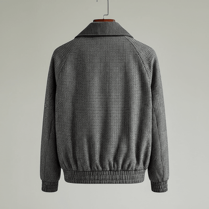Weston Full-Zip Jacket in Lightweight Cotton Blend with Tailored Fit and Micro-Check Pattern - The Southern AtelierSKU_1791063427691_392
